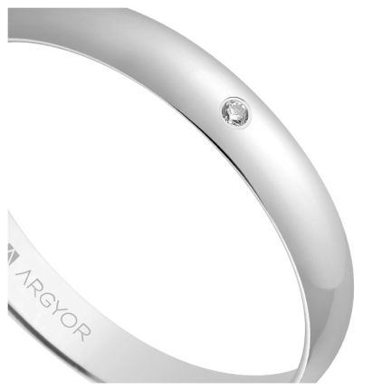 Alianza de oro blanco 3 mm. media cana en oro y diamante. brillo - foto 04 - rfcia 5B302D