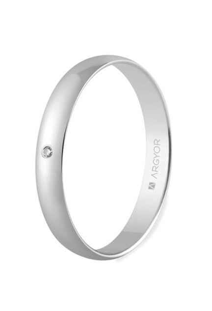 Alianza 18 Ktes en oro blanco y diamante, brillo, 3mm de ancho 5B302D