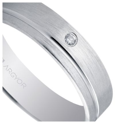 Alianza de oro blanco con diamante 18K mate satinado 5 mm de grosor - foto 04 - rfcia 555B1316