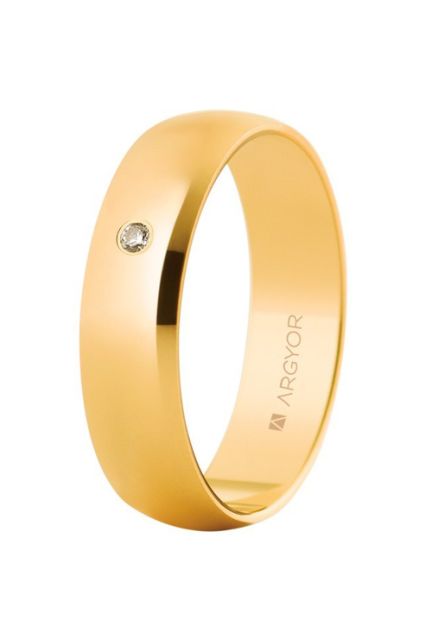 Alianza de oro amarillo y diamante. brazo 5mm. brillo - foto 1 - Argyor rfcia.045_50505D