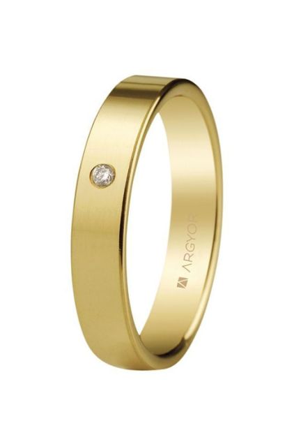 Alianza oro 18 ktes con diamante. Plana lisa - foto 1 - Argyor rfcia.55401002