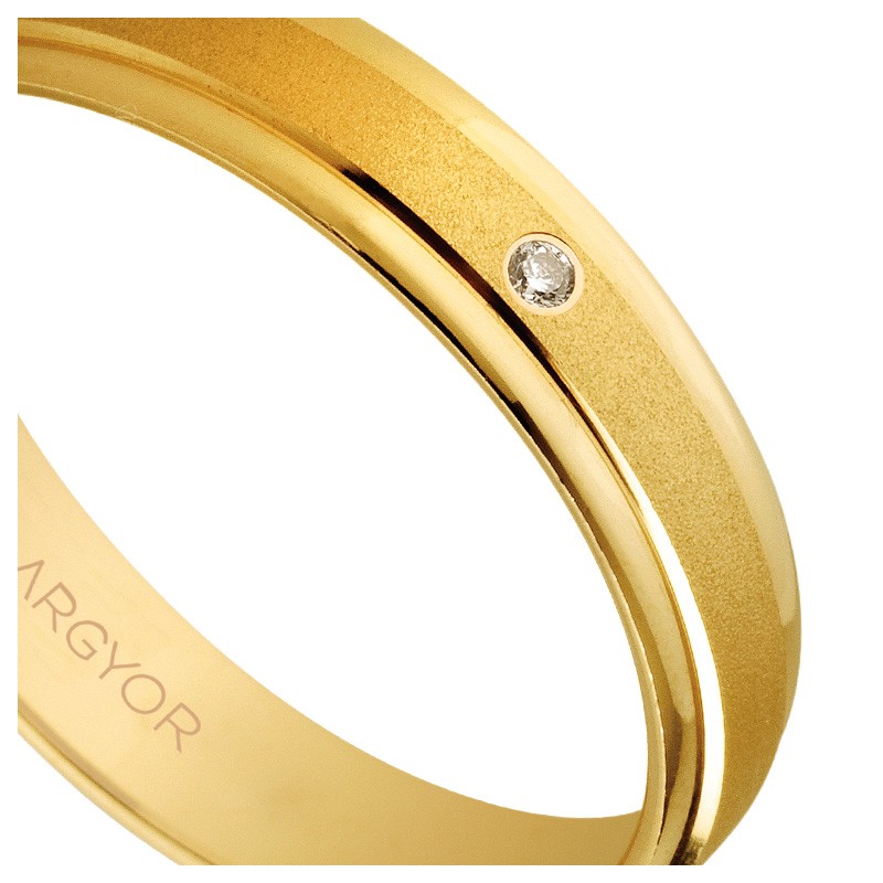 Alianza de matrimonio oro 9 Ktes amarillo 4mm. Argyor 9K5140044D Alianza de oro amarillo 9 ktes con diamante. mate y brillo - foto 04 - Argyor rfcia.9K5140044D