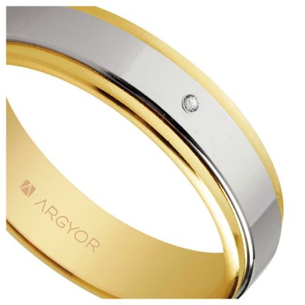 Alianza de oro bicolor 18 ktes y diamante. 5mm - foto 04 - rfcia 5250158D