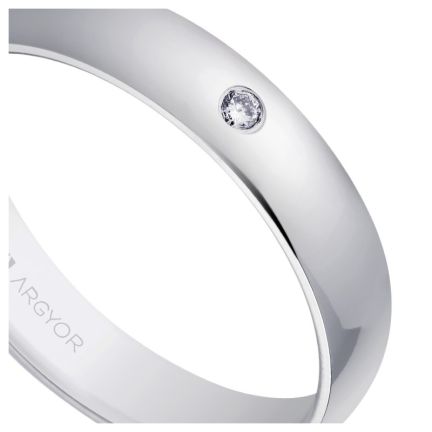 Alianza de oro blanco 18K con diamante. 4mm - foto 04 - rfcia 554B1001