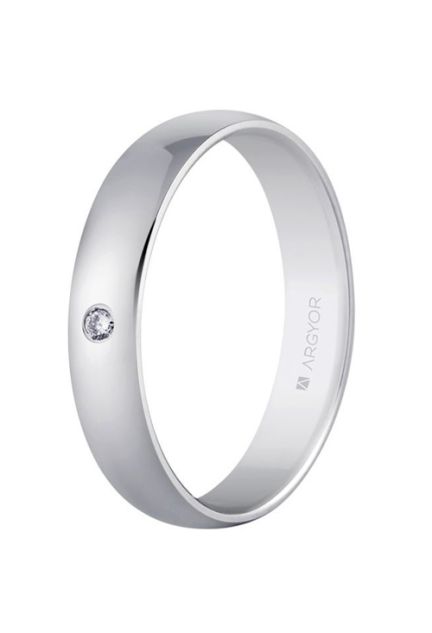 Alianza de oro blanco con diamante de 4mm 554B1001