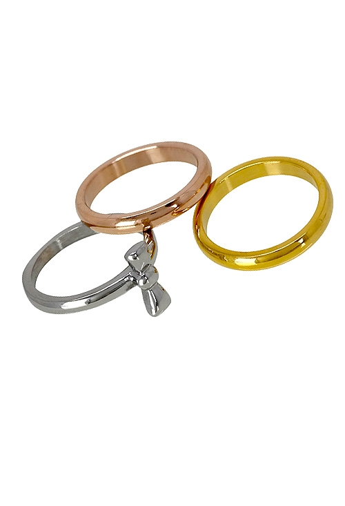 Anillo 3 en 1 en acero tricolor con motivo Lazo 276_A2319 Anillo 3 en 1 en acero tricolor con motivo Lazo venta online joyas de mujer moda en acero 276_A2319