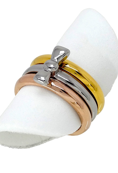 Anillo 3 en 1 en acero tricolor con motivo Lazo 276_A2319 Anillo 3 en 1 en acero tricolor con motivo Lazo venta online joyas de mujer a precios baratos 276_A2319
