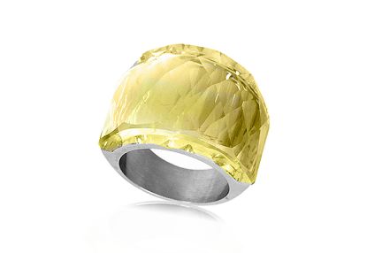 Anillo con piedra color verde claro facetada en acero - foto 1 - rfcia.276_A023-149