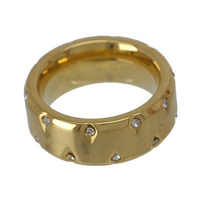 Anillo en acero dorado con circonitas - joyas de mujer - rfcia 276_A2326-A