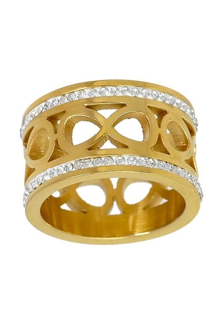 venta online de Anillo en acero dorado con circonitas motivo infinito a precios baratos 276_A2170-A