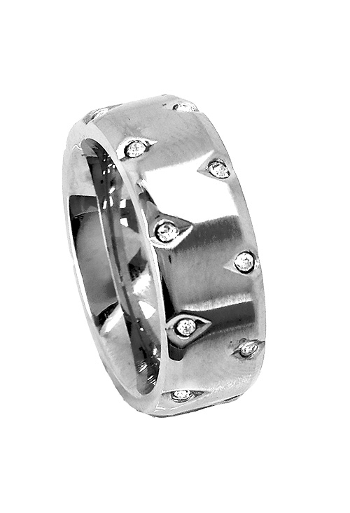 Anillo para mujer en acero color natural con circonitas de primera calidad 276_A2326