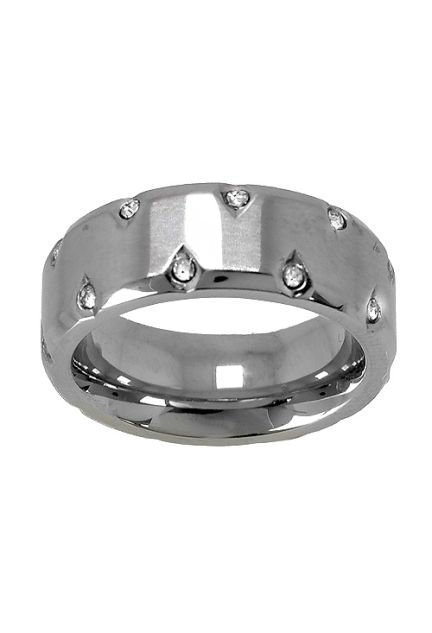 Anillo para mujer en acero color natural con circonitas de primera calidad a precios baratos 276_A2326