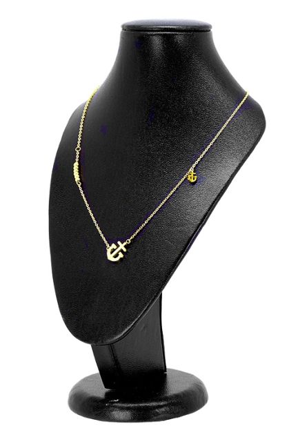 Gargantilla para mujer en acero chapado en dorado, Ancla marinera y bolas 276_A2305-A
