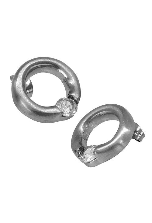 Pendientes de mujer en acero natural con circonitas 276_A2353 venta online de Pendientes de mujer en acero natural con circonitas joyas de mujer 276_A2353