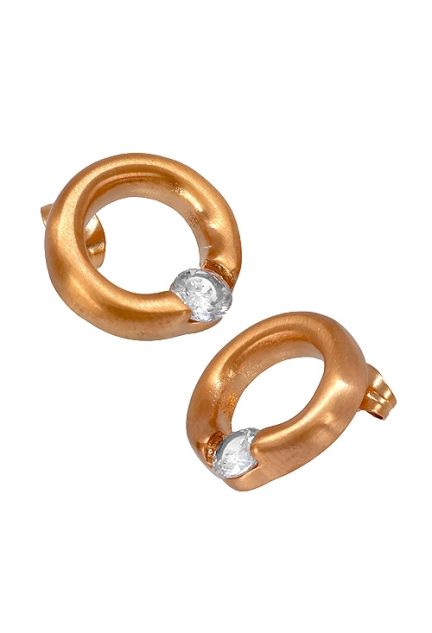 Pendientes de mujer en acero rosado con circonitas, venta online de joyas de mujer venta online 276_A2353-R