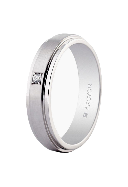 Alianza de platino para boda con diamante con aro de 5mm, Argyor 595007