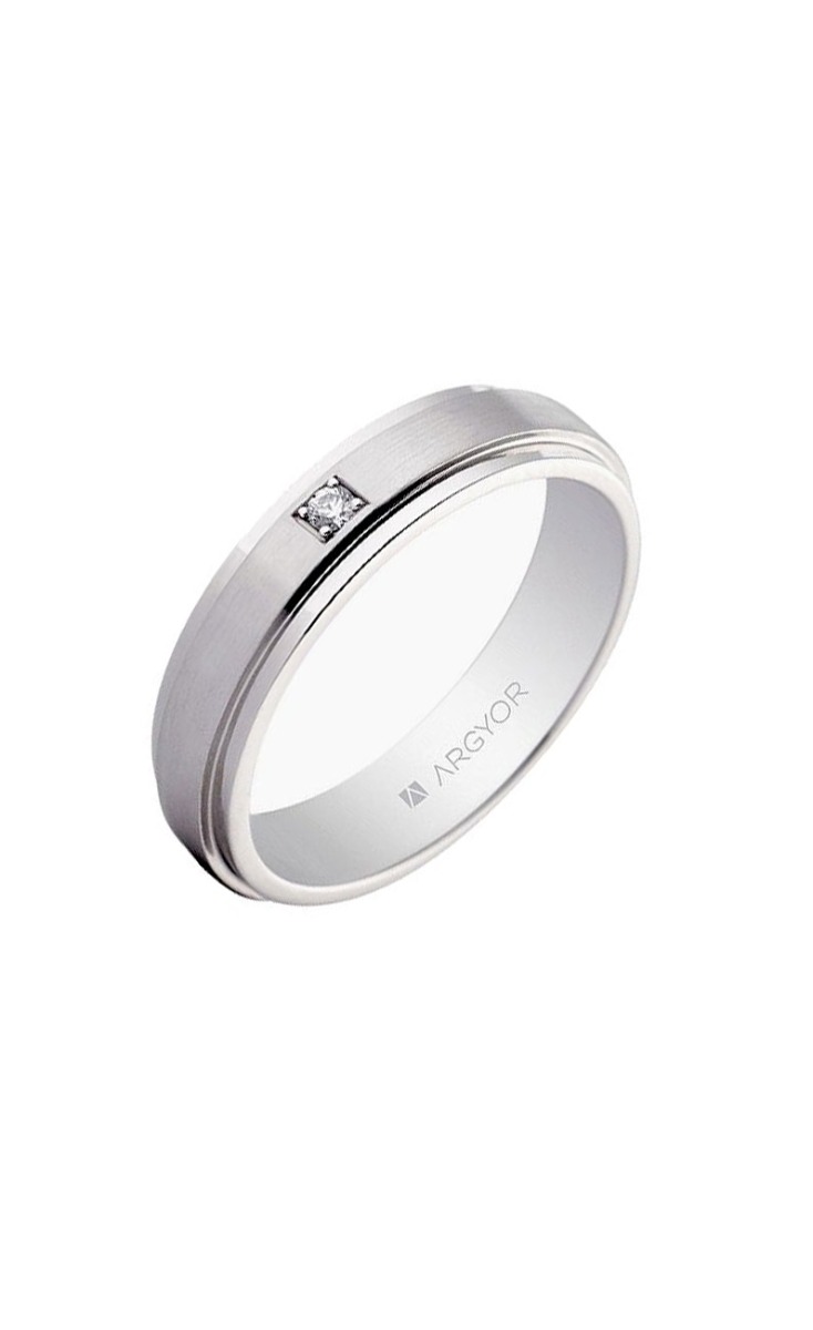 Alianza de platino para boda con diamante con aro de 5 mm, Argyor 595007