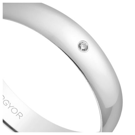 Alianza boda oro blanco media cana 4 mm con diamante Argyor - rfcia 045_5B403D