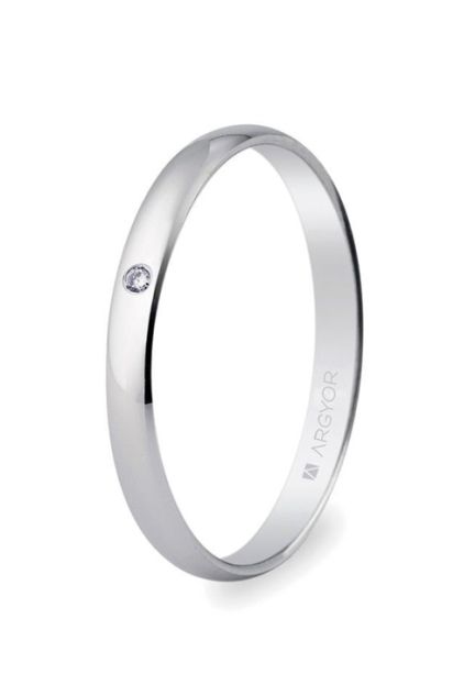 Alianza de oro Alianza de oro blanco 18 Ktes media caña oro y diamante de 2.5mm Argyor 5B253D