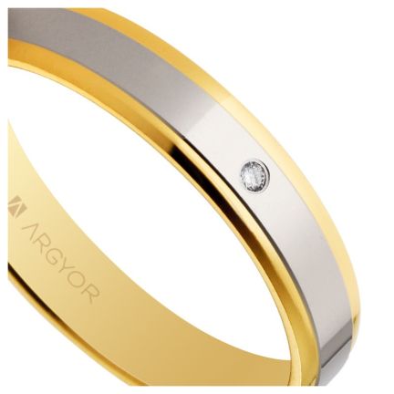 Alianza de oro bicolor 1a ley (18 ktes) con diamante - foto 04 - rfcia.045_5235158D
