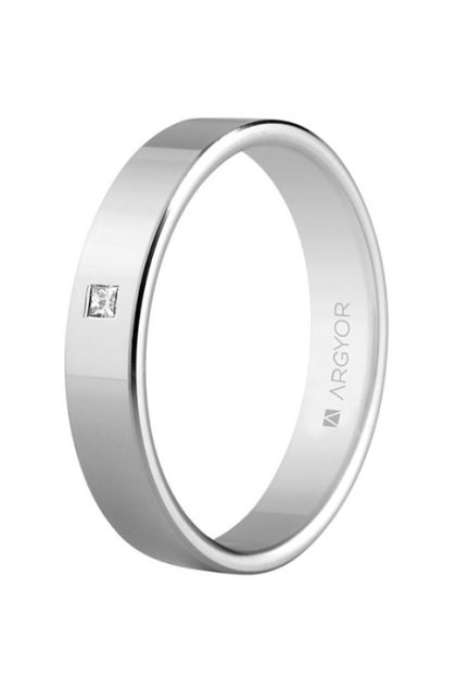 Alianza de oro blanco 18 ktes con diamante talla princesa - foto 3 - rfcia Argyor 5B40150P