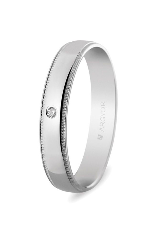 Alianza de boda oro blanco 18 Ktes con diamante Argyor 5B40512D