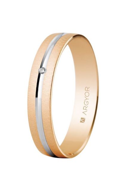 Alianza de oro bicolor 18 ktes con diamante de 4mm de ancho 5C41474RD