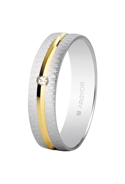 Alianza de oro bicolor con diamante 4mm. Argyor 5240474D