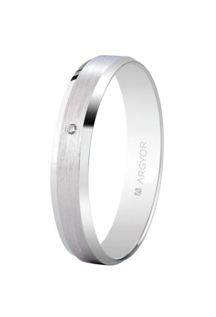Alianza de oro blanco 18 Ktes con diamante Argyor de 3.80mm 5B40493D