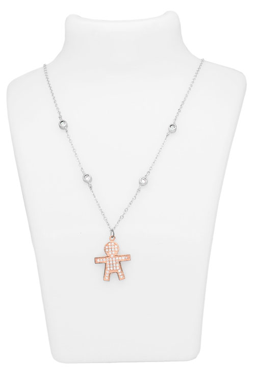 Gargantilla plata y circonitas Niño. 088_015682-3G gargantilla plata bicolor motivo nino toma peto 088_015682-3G_02