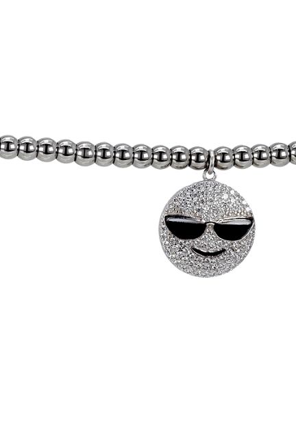 Pulsera en plata, acero y circonitas, emoticono cara con gafas de sol - foto 04 - rfcia 088_015972-4