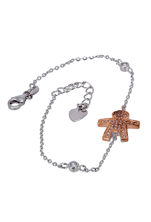 Pulsera plata bicolor con motivo niño 088_015682-3PU Pulsera en plata y circonitas, figura niño - foto 3 - rfcia.088_015682-3PU