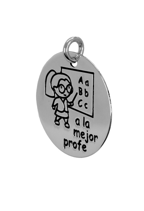 Charm de plata para pulsera. disco con leyenda “a la mejor profe”. 266_024273-1-10-8 Charm de plata para pulsera. disco con leyenda -a la mejor profe- - foto 04 - rfcia 266_024273-1-10-8