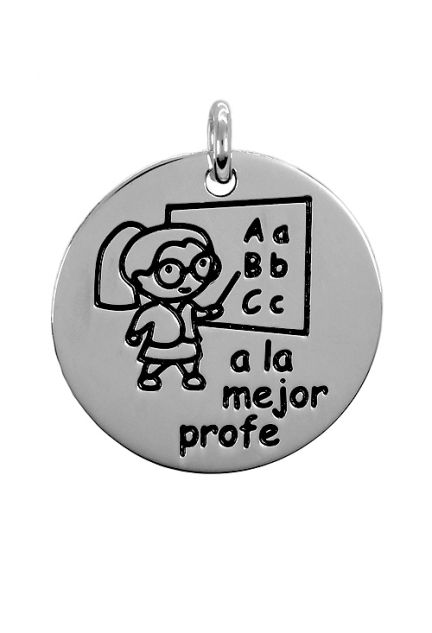Charm de plata para pulsera. disco con leyenda -a la mejor profe- - foto 3 - rfcia.266_024273-1-10-8