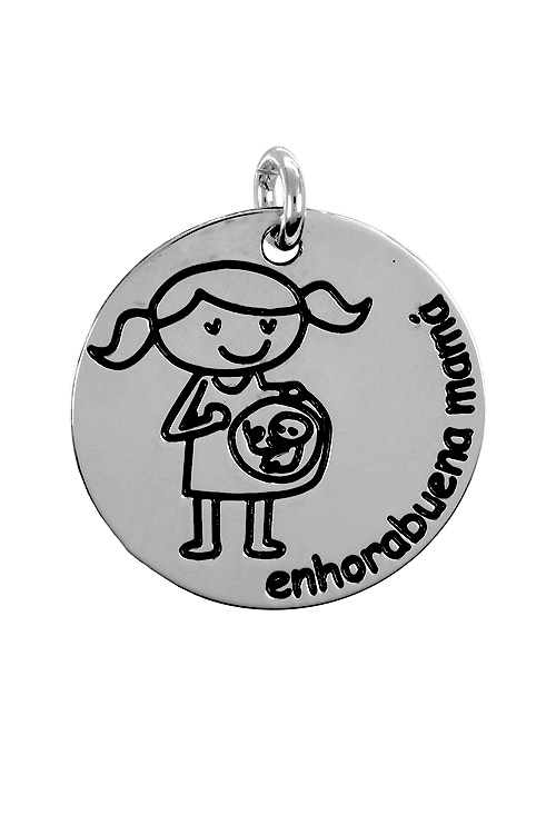 Charm de plata para pulsera. disco con leyenda “enhorabuena mamá”. 266_024273-1-10-10 Charm de plata para pulsera. disco con leyenda -enhorabuena mama- - foto 3 - rfcia.266_024273-1-10-10