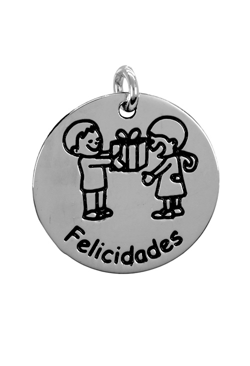 Colgante plata Ángel Charm de plata para pulsera. disco con leyenda -Felicidades- - foto 3 - rfcia.266_024273-1-10-9