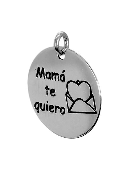 Charm de plata para pulsera. disco con leyenda -mama te quiero- - foto 04 - rfcia 266_024273-1-10-6