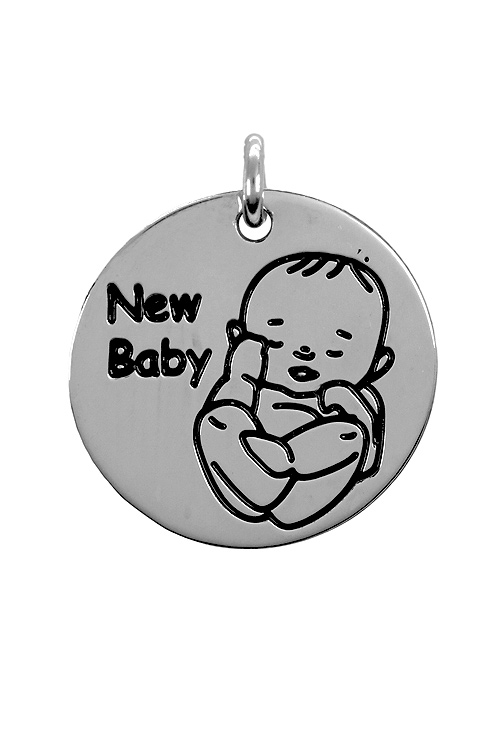 Charm de plata para pulsera. disco con leyenda “New Baby”. 266_024273-1-10-12 Charm de plata para pulsera. disco con leyenda -New Baby- - foto 3 - rfcia.266_024273-1-10-12