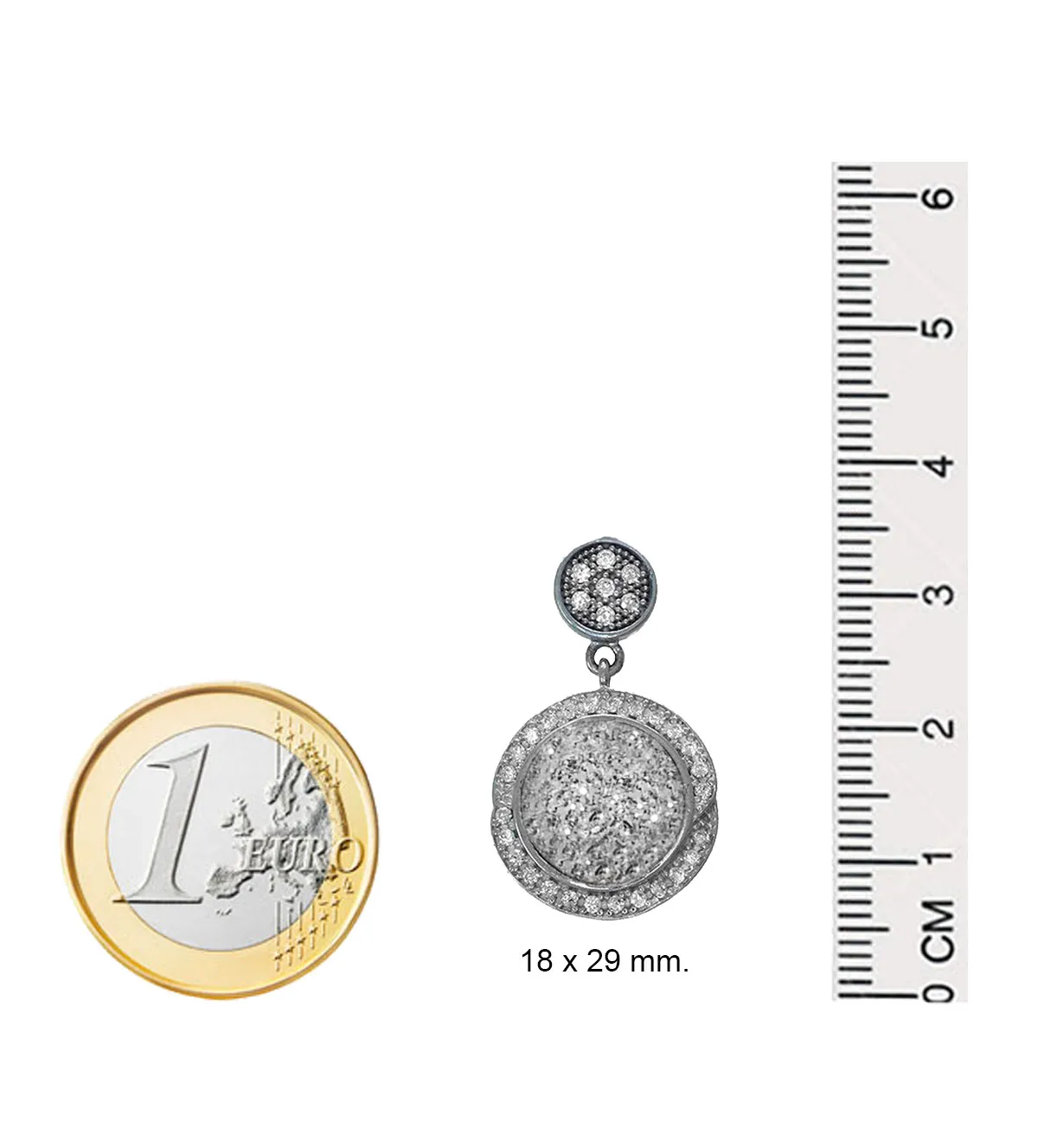 Pendientes de plata y ágata drusa 248_0430 pendientes de plata agata drusa y circones 248_0430-M medidas