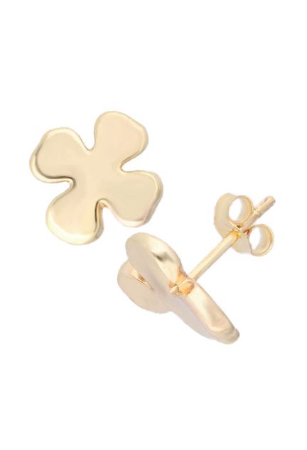 pendientes oro amarillo 18 kilates forma de trebol cuatro hojas foto lateral 243_466-00058_01