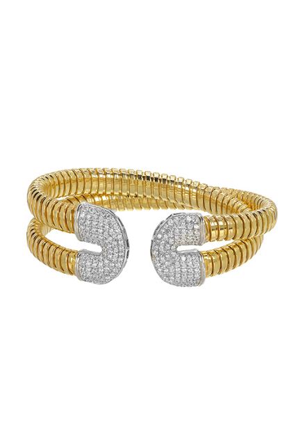 Pulsera plata rigida chapada en oro con circonitas - foto 3 - rfcia.248_0383-AB