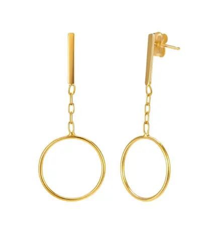 pendientes de oro largos circulo