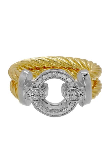 Anillo de plata de ley bicolor IP amarillo y circonitas - foto 3 - rfcia.248_0570-AB