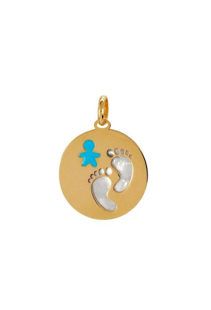 Colgante de oro amarillo y nacar con huellas de pies. especial regalo para mama - foto 3 - rfcia.243_447-01102