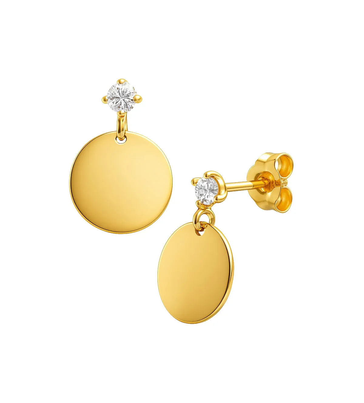 Pendientes de oro amarillo 18K disco y circón 030_EC-61 pendientes-de-oro-disco-con-circon-030_EC-61