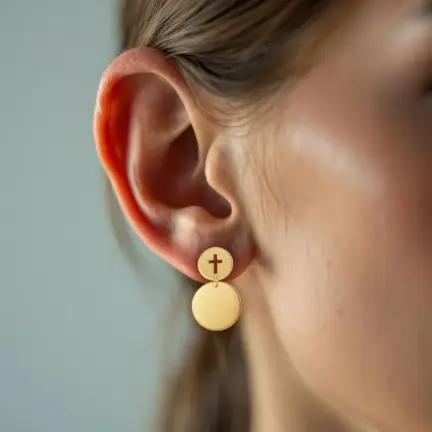 pendientes de oro discos y cruz calada 030_EC-69 medidas