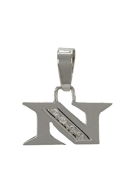 colgante letra N oro blanco con diamantes 003_B51085896N