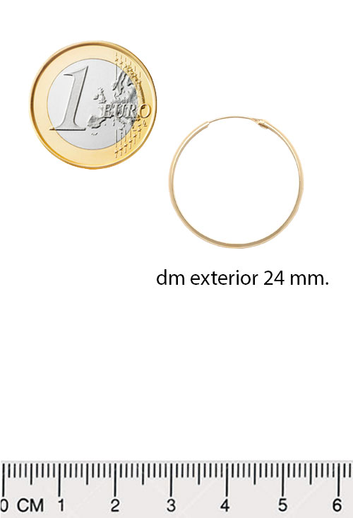 Pendientes de aro oro amarillo 18 ktes. 030_212-R criollas oro amarillo 18 ktes chanela media caña 20mm de diametro exterior foto medidas para web el rubi joyeros