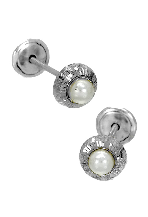 pendientes de niña plata de ley con perla