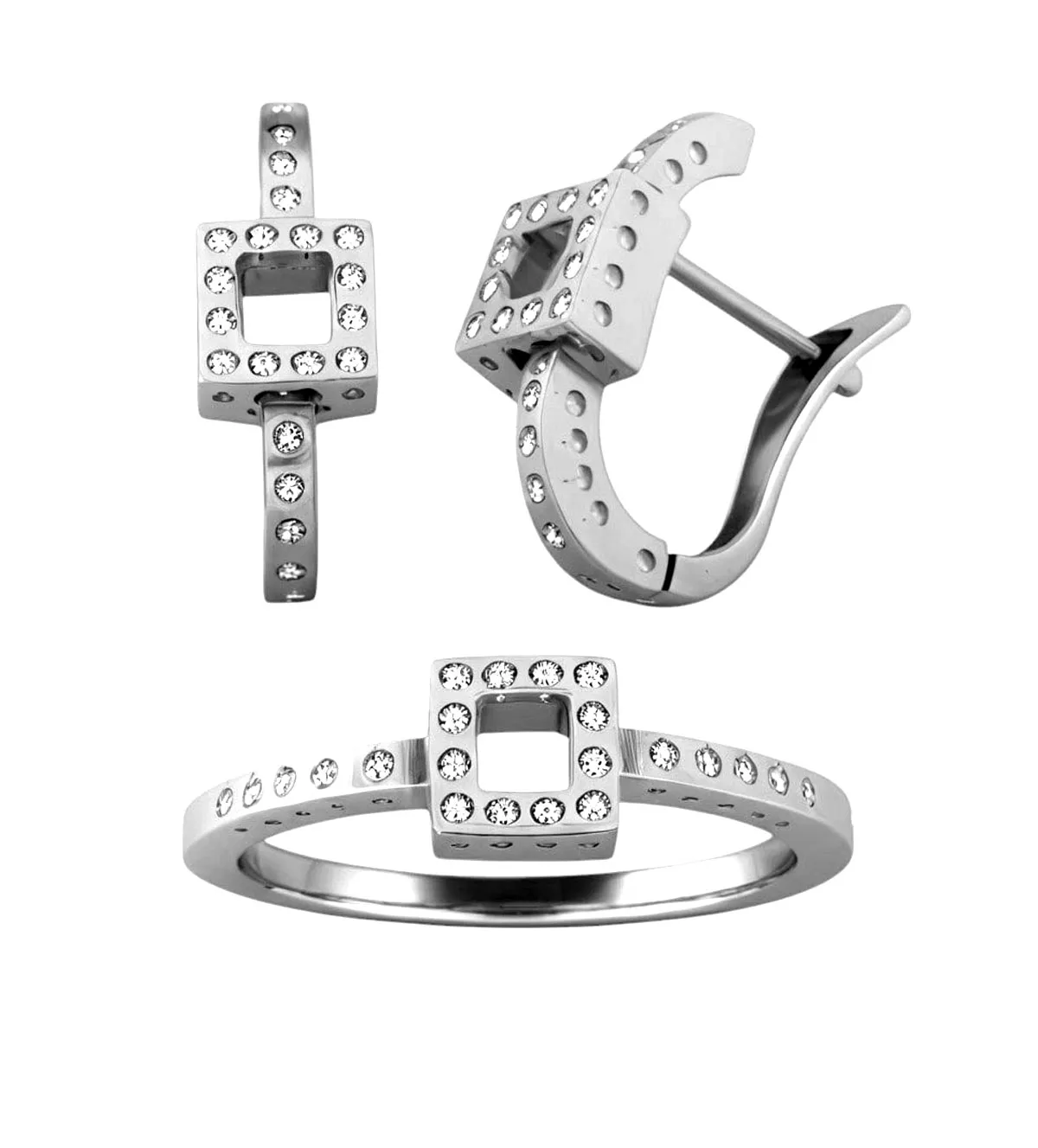 Conjunto pendientes y sortija Cuadrante de Luz conjunto pendientes y sortija oro con brillantes vista principal